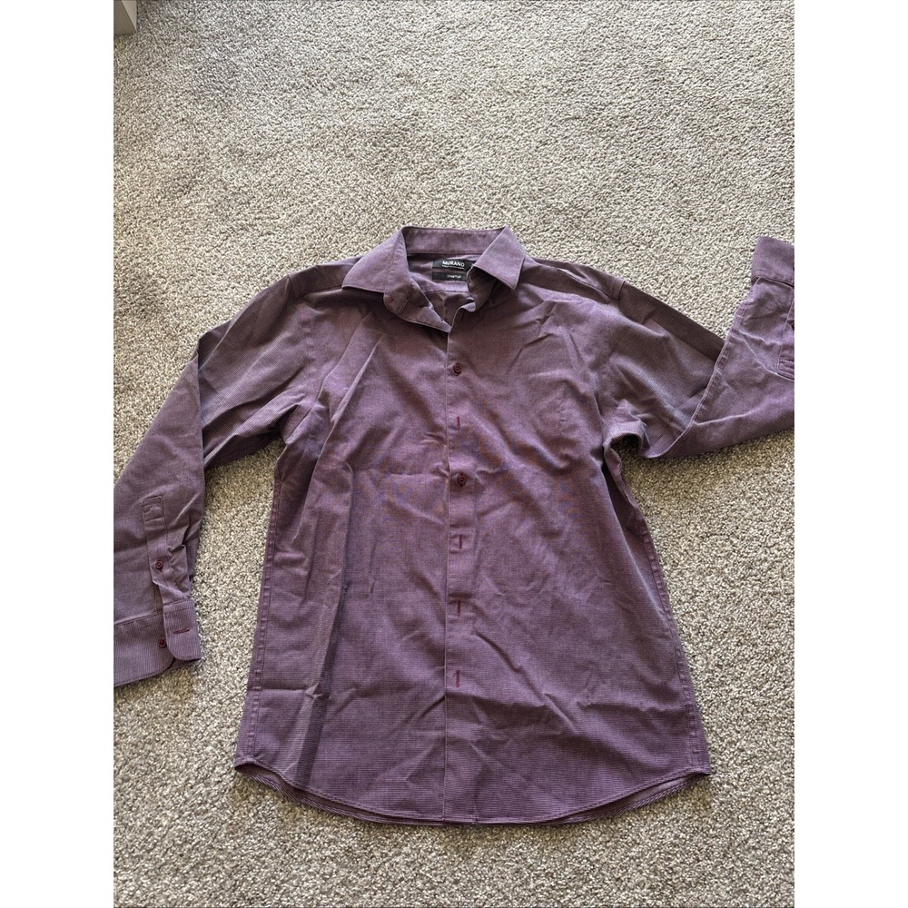 Mens Murano Stretch Purple Plaid Long‎ Sleeve Button Up Shirt Size 16